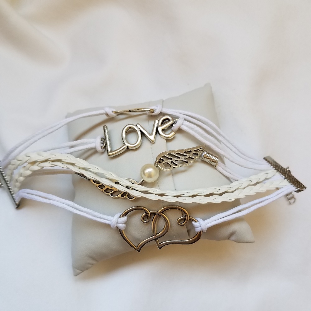 Women's White Love Infinity Wings Bracelet